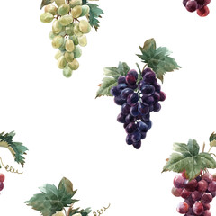 Watercolor grape vector pattern