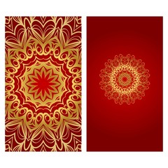 Templates card with mandala design. Vector illustration. For visit card, business, greeting card invitation.