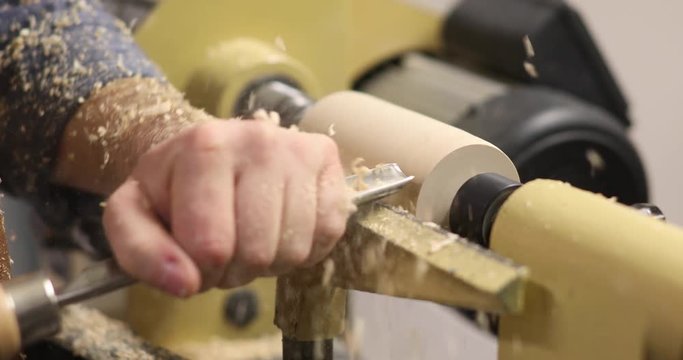 wood work machine video, carpenter cutting woods in machine