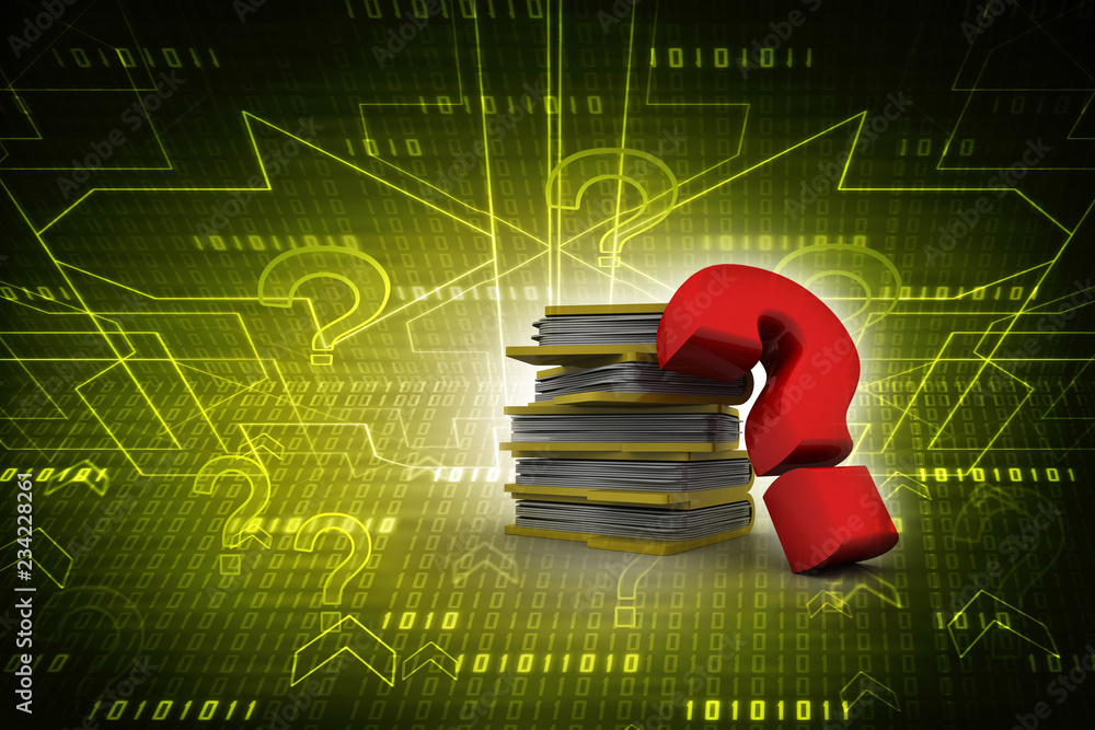 Poster 3d rendering file folder with question symbol