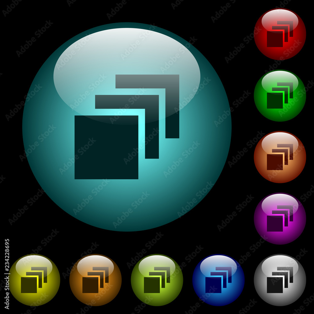 Poster multiple canvases icons in color illuminated glass buttons