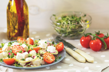 Healthy delicious tasty salad with fresh vegetables