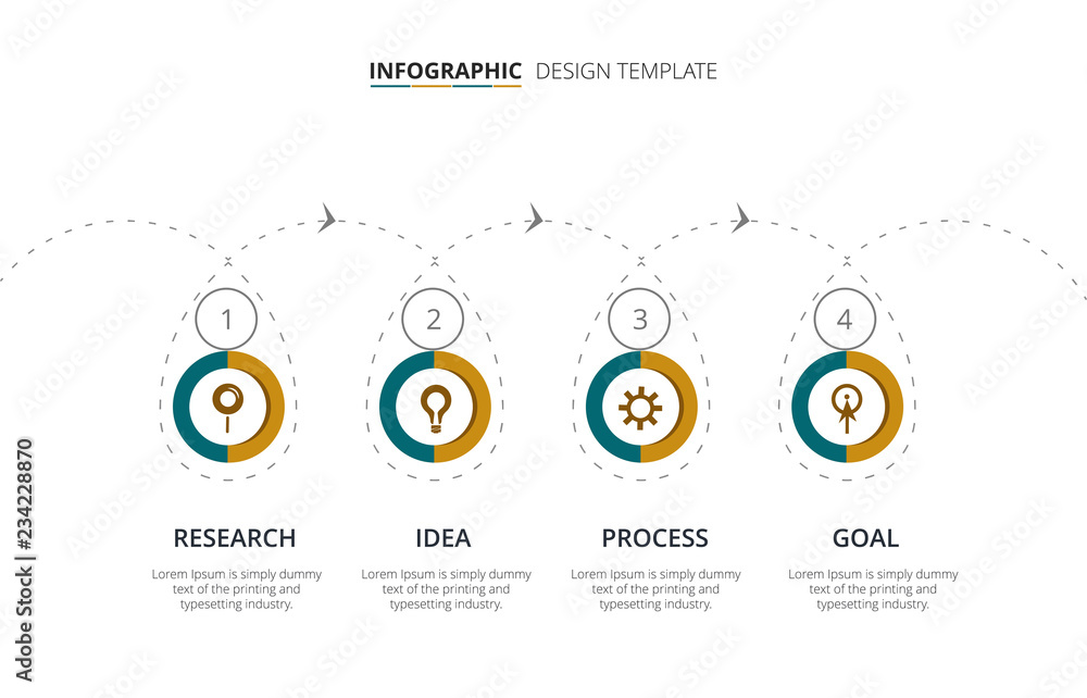Wall mural process infographic template design with 4 steps - vector illustration