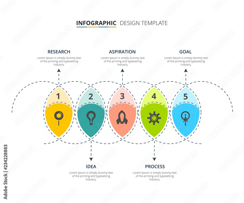 Poster process infographic template design with 5 steps - vector illustration