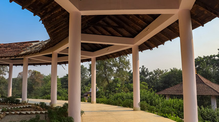 Corridor of Srilankan Monastery in Lumbini, Nepal