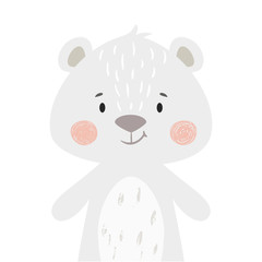 Bear baby print. Cute animal. Cool teddybear illustration