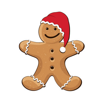 Lebkuchenmann, Weckmann, Stutenkerl, Weihnachtsb&auml;ckerei, Vektor Illustration isoliert auf wei&szlig;em Hintergrund