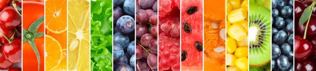 Zelfklevend Fotobehang Background of fresh fruits and vegetables © seralex