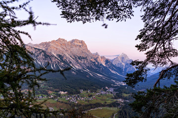 Early morning in Dolomite Alps near Cortina d'Ampezzo.