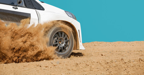 Rally racing car in dirt track. © toa555