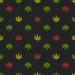 Cannabis marijuana seamless pattern. Vector illustration.