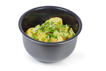 Potato baked in household multi-cooker in inner pot
