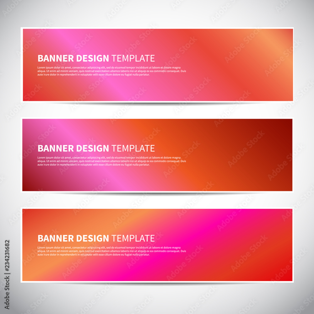 Poster banners or headers with holographic gradient colorful background