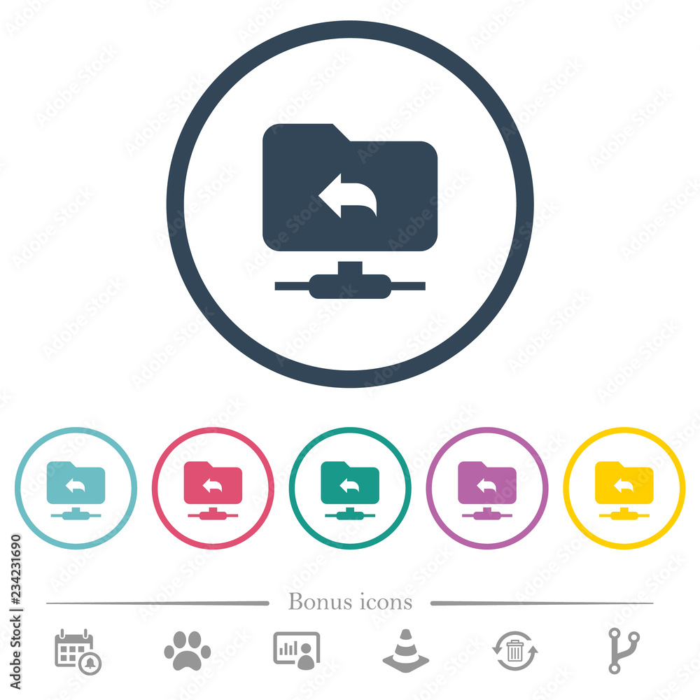 Poster ftp parent directory flat color icons in round outlines