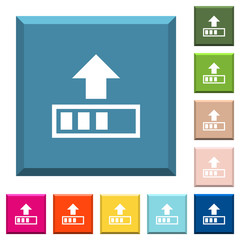 Upload in progress white icons on edged square buttons