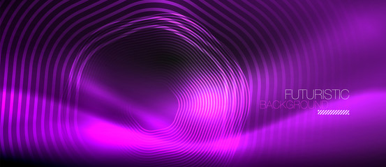 Neon glowing lines, magic energy space light concept, abstract background wallpaper design