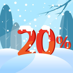 A discount twenty percent. Figures in the snow