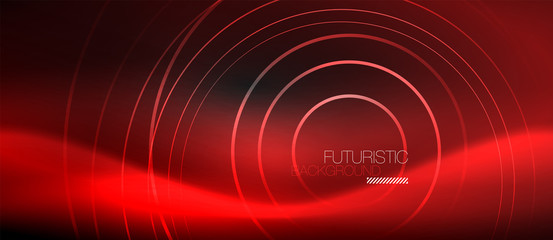 Dark abstract background with glowing neon circles