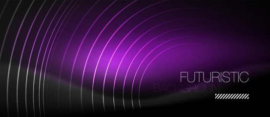 Dark abstract background with glowing neon circles