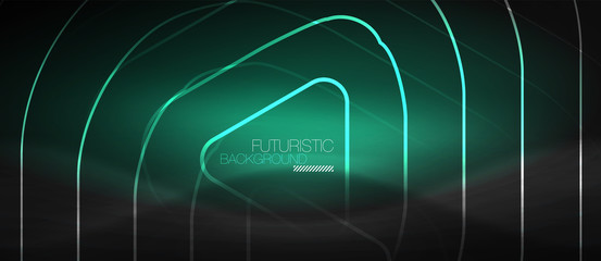 Dark black abstract background with neon colors and lines