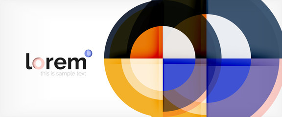 Modern geometric circles abstract background, colorful round shapes with shadow effects