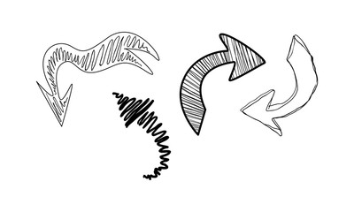 Collection of hand drawn arrows vector Illustration on a white background
