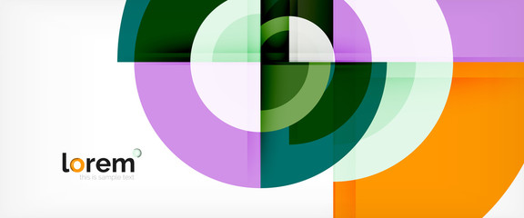 Obraz premium Modern geometric circles abstract background, colorful round shapes with shadow effects