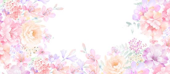Obraz na płótnie Canvas Elegant roses and peony flowers