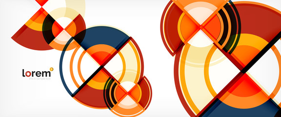 Circle abstract background, bright colorful round geometric shapes