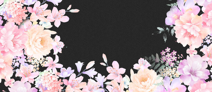 Elegant roses and peony flowers