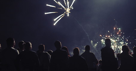 Crowd watching fireworks