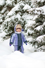 Fototapeta na wymiar Boy enjoying the first snow