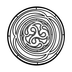 Black ornament with celtic elements. Vector illustration isolated on white background.