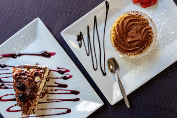 Italian Dessert, Tiramisù And Cake, Top View