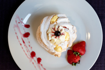 Italian Dessert With Strawberry, Top View