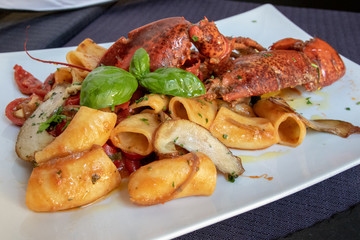 Italian Pasta With Lobster, Top View