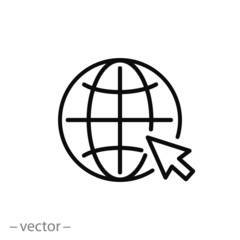 website icon, internet linear sign on white background - editable vector illustration