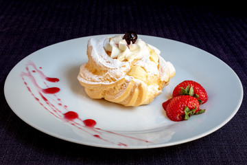 Italian Dessert With Strawberry, Front View