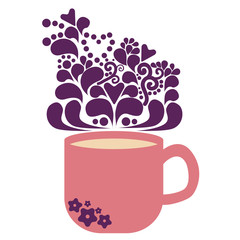 Coffee cup in a coffee time, Vactor Illustration.