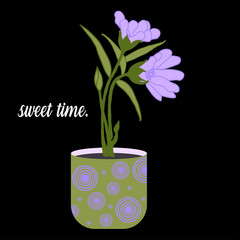 Lily in the vase is very beautiful, Vector Illustration.