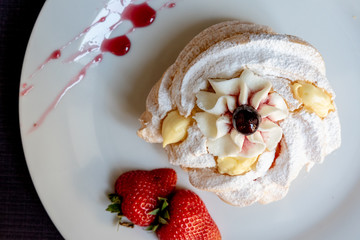 Italian Dessert With Strawberry, Top View