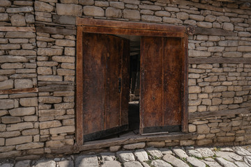 Antique wooden door in the old town