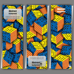 Multicolored cubes with ornament. Banner template. Eps10 Vector illustration