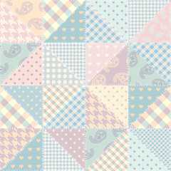 Patchwork textile pattern. Seamless quilting design background.