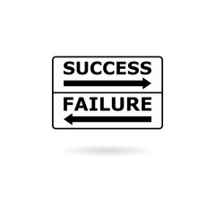 Black Success failure concept, road sign icon or logo