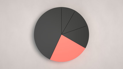 Black pie chart with one red sector