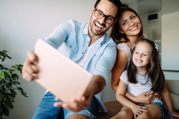 Happy family having fun time at home