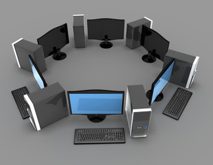 personal computer network concept. 3d rendered illustration