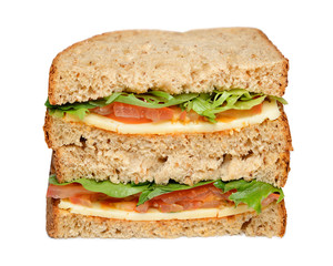 Cheese and tomato sandwich , cut out