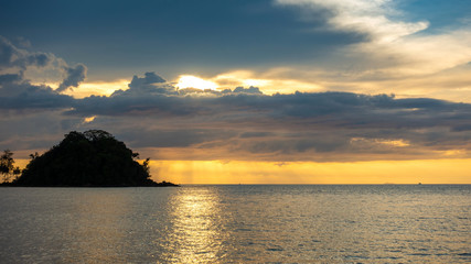 Naklejka na ściany i meble Sunrise on the beach, at Phra Thong Island,Khao Lak ,Phang nga.